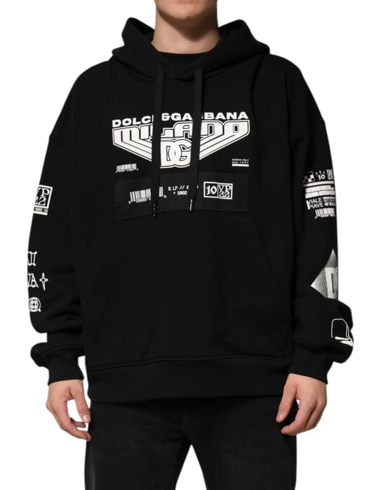 Sudadera con capucha de algodón negro con estampado del logo DG Milano de Dolce & Gabbana - Image 2
