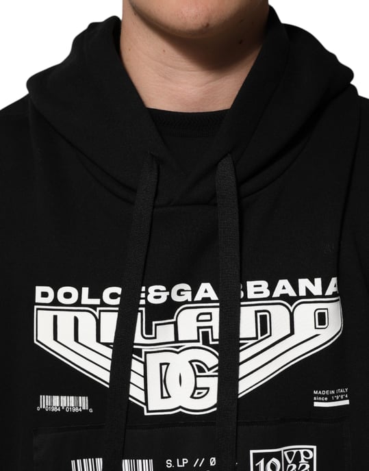 Sudadera con capucha de algodón negro con estampado del logo DG Milano de Dolce & Gabbana - Image 5