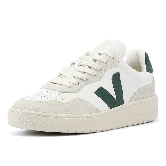 Zapatillas de cuero Veja V-90 para hombre blancas/verdes - Image 3