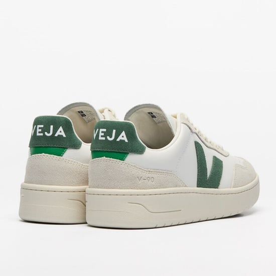 Zapatillas de cuero Veja V-90 para hombre blancas/verdes - Image 6