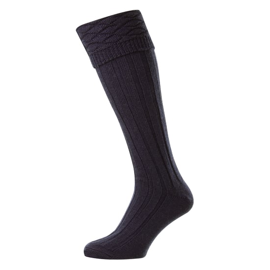 Calcetines de lana premium para hombres, hasta la rodilla, con patrón de diamantes y puño doblado. - Image 2