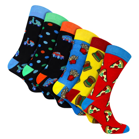 Paquete de 6 calcetines de diseño de bambú para hombres - Suaves, transpirables y de ajuste diario con patrones - Image 1