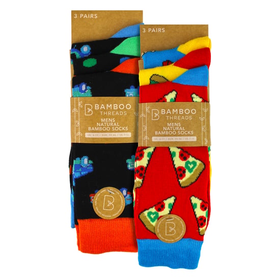 Paquete de 6 calcetines de diseño de bambú para hombres - Suaves, transpirables y de ajuste diario con patrones - Image 2
