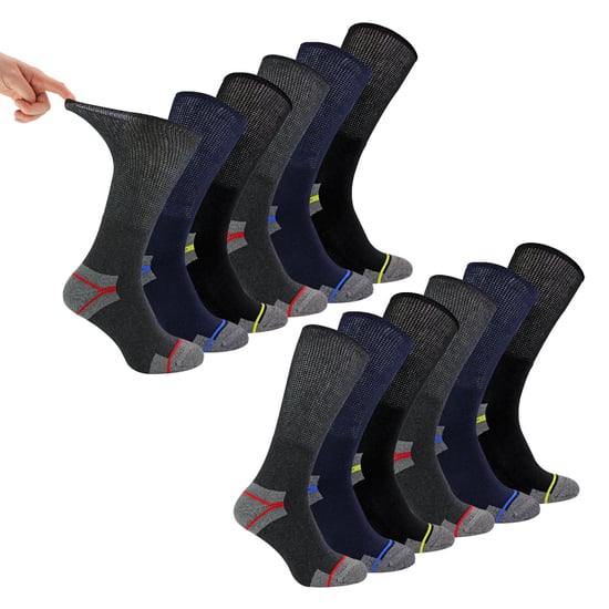 Pack múltiple de calcetines de trabajo para hombres diabéticos | Calcetines diabéticos transpirables sin elastano - Image 1