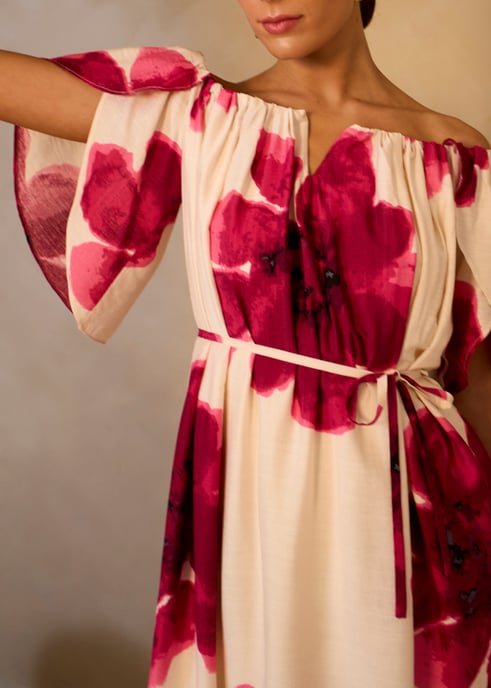 Vestido largo trapecio rosa Bardot - Image 2