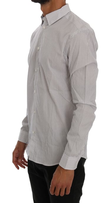 Camisa de algodón de ajuste regular con rayas blancas y azules de Frankie Morello - Image 2