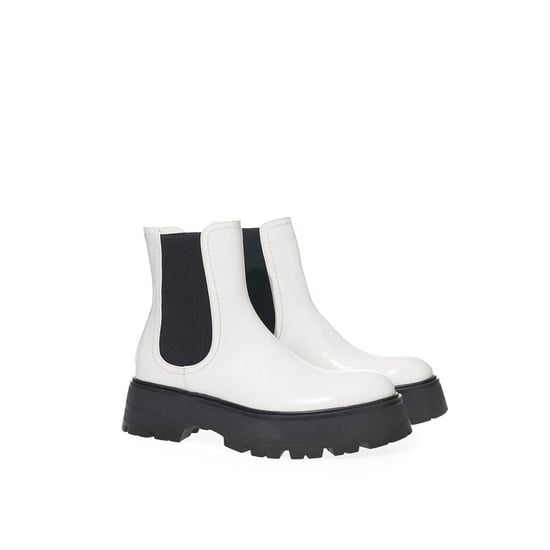 Botas Chelsea de cuero negro y blanco Alexander McQueen - Image 4