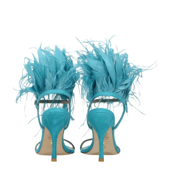 Sandalias de tacón de aguja de cuero verde Stuart Weitzman - Image 5