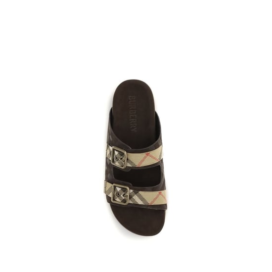 Sandalias Planas de Cuero de Ternera Marrón Bos Taurus de Burberry - Image 4