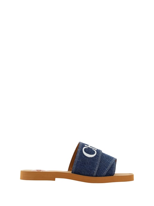 Sandalias Woody de algodón azul denim de Chloé - Image 1