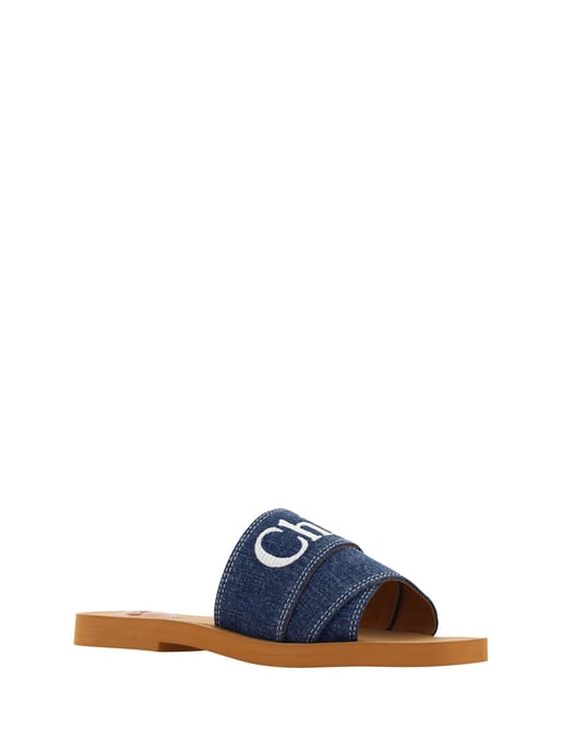 Sandalias Woody de algodón azul denim de Chloé - Image 3