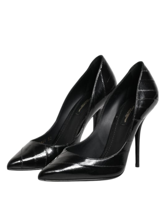 Zapatos de tacón alto de cuero negro de Dolce & Gabbana - Image 4