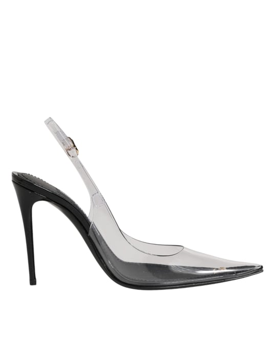 Zapatos de tacón con tiras de PVC transparente y cuero negro de Dolce & Gabbana - Image 2