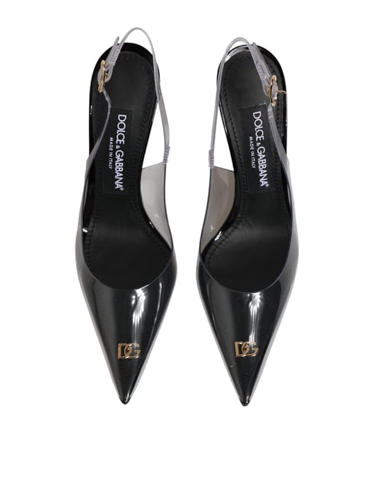 Zapatos de tacón con tiras de PVC transparente y cuero negro de Dolce & Gabbana - Image 4