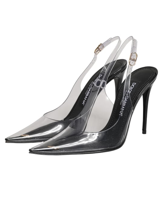Zapatos de tacón con tiras de PVC transparente y cuero negro de Dolce & Gabbana - Image 5