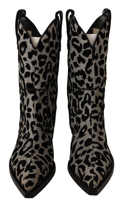 Botas de vaquero grises y negras con estampado de leopardo de Dolce & Gabbana - Image 2