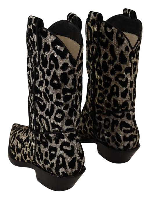 Botas de vaquero grises y negras con estampado de leopardo de Dolce & Gabbana - Image 4