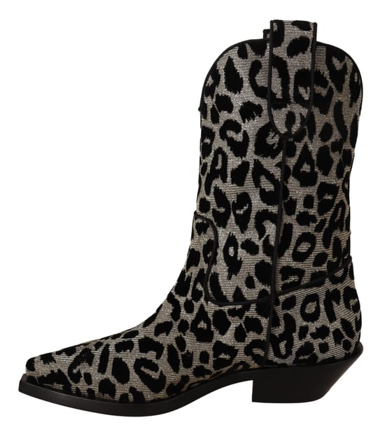 Botas de vaquero grises y negras con estampado de leopardo de Dolce & Gabbana - Image 5