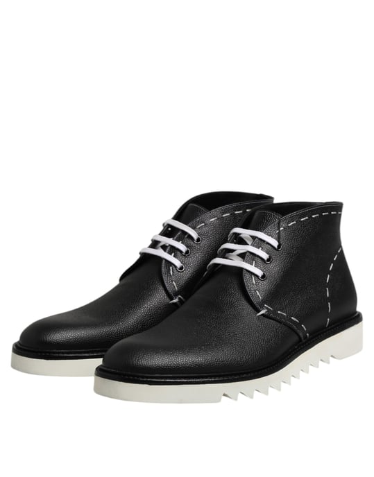 Botines de Cuero Negro y Blanco Dolce & Gabbana - Image 4