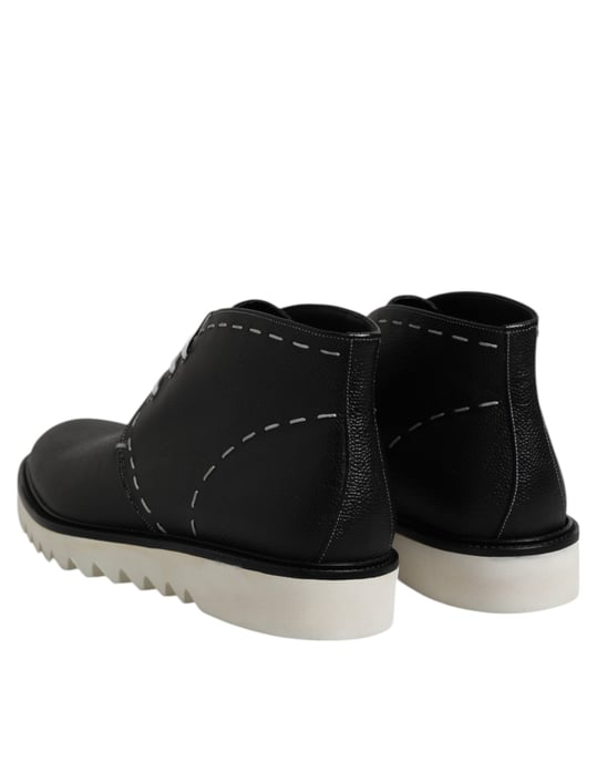 Botines de Cuero Negro y Blanco Dolce & Gabbana - Image 5