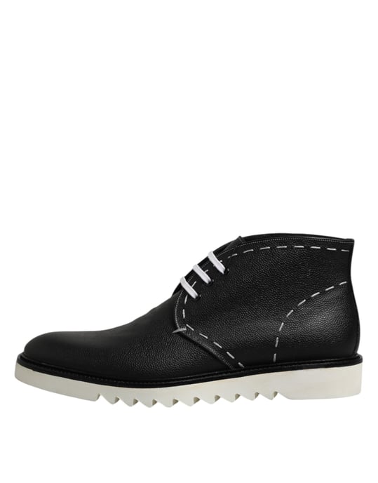 Botines de Cuero Negro y Blanco Dolce & Gabbana - Image 6