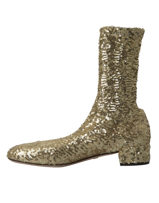 Botines Cortos Ajustados con Lentejuelas Doradas de Dolce & Gabbana - Image 6