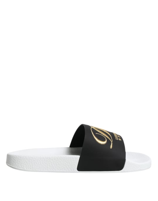 Sandalias de cuero blancas y negras Dolce & Gabbana para playa - Image 1