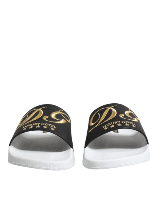 Sandalias de cuero blancas y negras Dolce & Gabbana para playa - Image 2