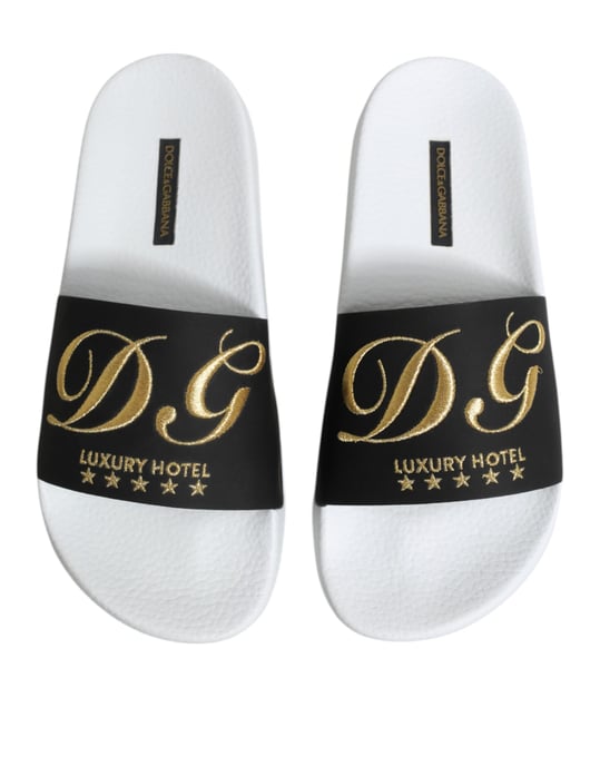 Sandalias de cuero blancas y negras Dolce & Gabbana para playa - Image 3