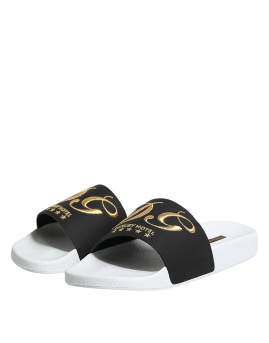 Sandalias de cuero blancas y negras Dolce & Gabbana para playa - Image 4