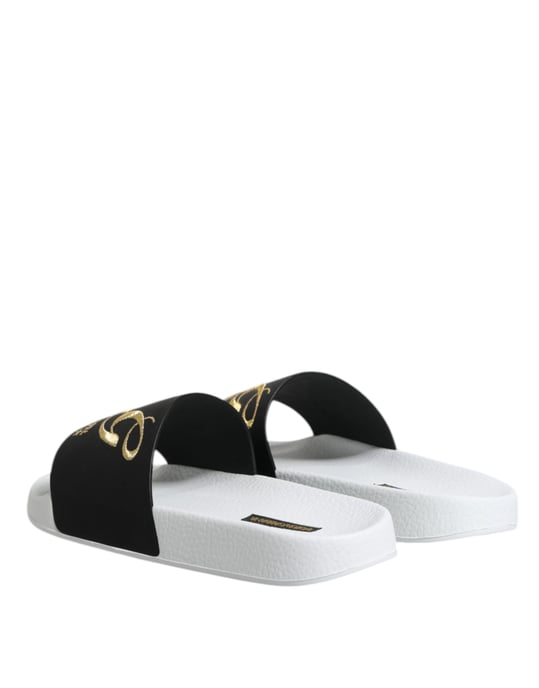 Sandalias de cuero blancas y negras Dolce & Gabbana para playa - Image 5
