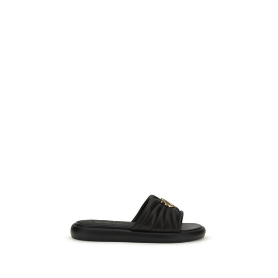 PINKO Chanclas de Cuero de Ternera Negra Bos Taurus - Image 1
