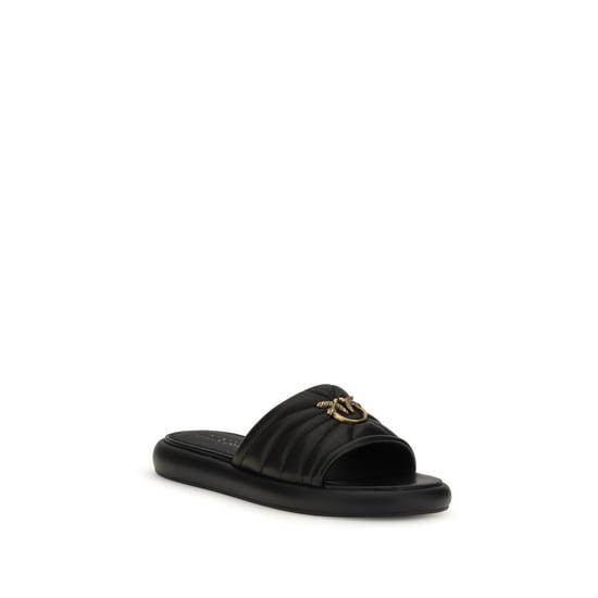 PINKO Chanclas de Cuero de Ternera Negra Bos Taurus - Image 2