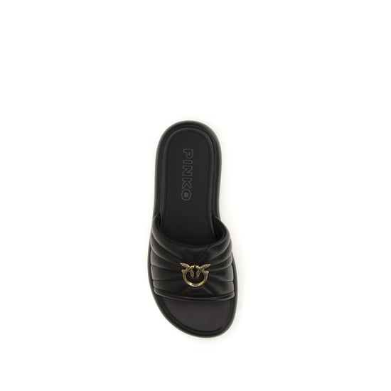 PINKO Chanclas de Cuero de Ternera Negra Bos Taurus - Image 4