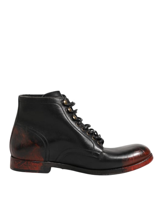 Botines Cortos Negros y Rojos con Cordones de Dolce & Gabbana - Image 2