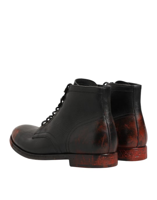 Botines Cortos Negros y Rojos con Cordones de Dolce & Gabbana - Image 6