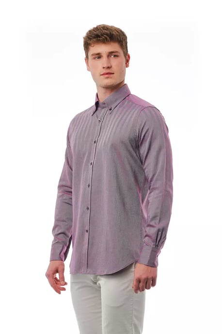 Camisa de Hombre de Algodón Burdeos Bagutta - Image 2