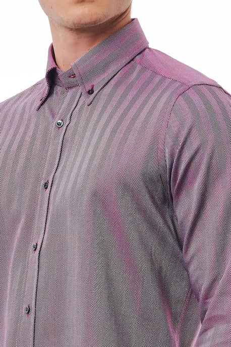 Camisa de Hombre de Algodón Burdeos Bagutta - Image 3