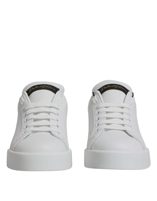 Zapatillas Clásicas de Cuero Blanco Dolce & Gabbana de Corte Bajo - Image 2