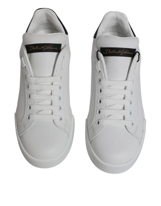 Zapatillas Clásicas de Cuero Blanco Dolce & Gabbana de Corte Bajo - Image 3