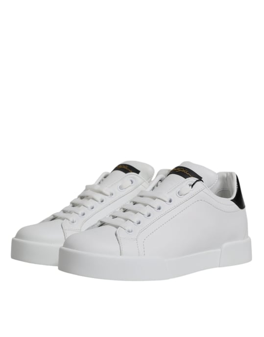 Zapatillas Clásicas de Cuero Blanco Dolce & Gabbana de Corte Bajo - Image 4