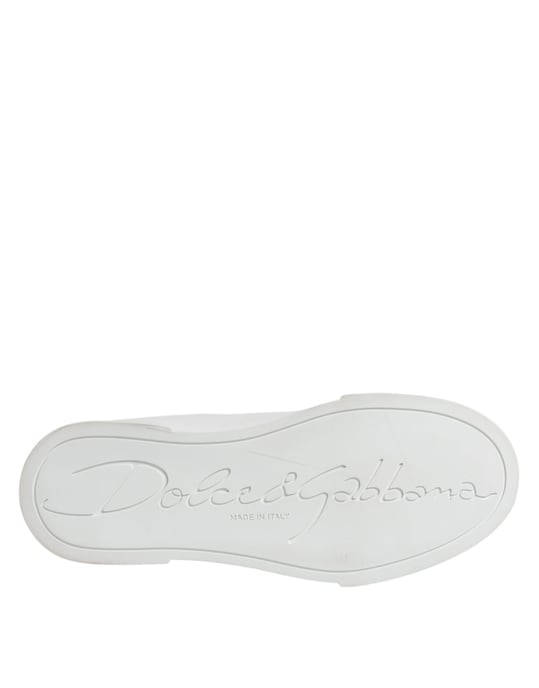 Zapatillas Clásicas de Cuero Blanco Dolce & Gabbana de Corte Bajo - Image 6