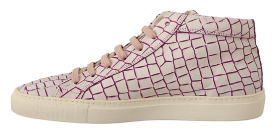 HIDE & JACK Zapatillas Casual de Cuero Blanco Burdeos con Cordones - Image 2