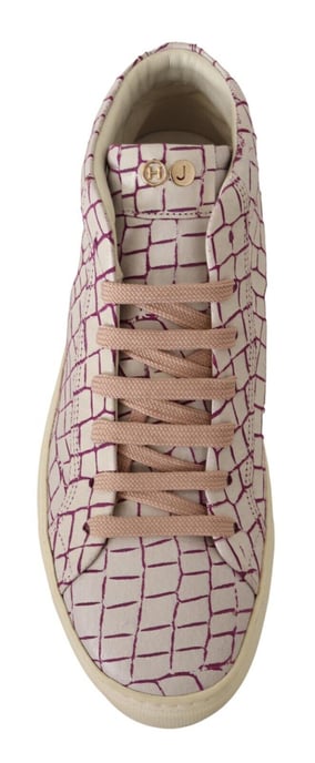 HIDE & JACK Zapatillas Casual de Cuero Blanco Burdeos con Cordones - Image 4