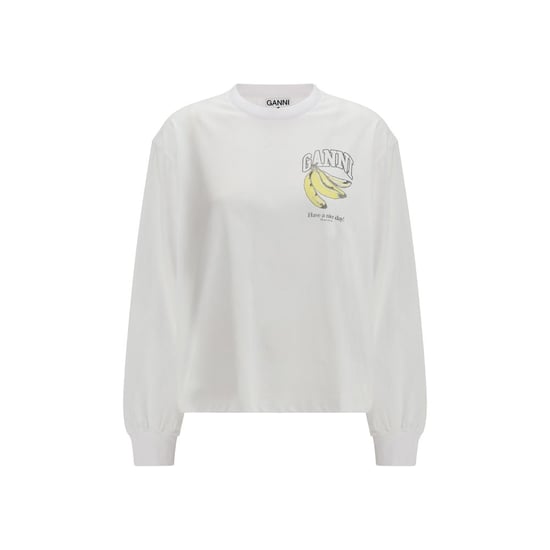 Camiseta de Manga Larga de Algodón Blanca Ganni - Image 1