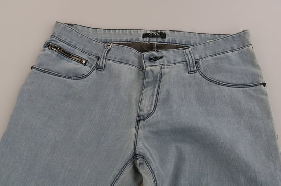 Jeans de mezclilla ajustados de cintura media Light Blue de Costume National - Image 6