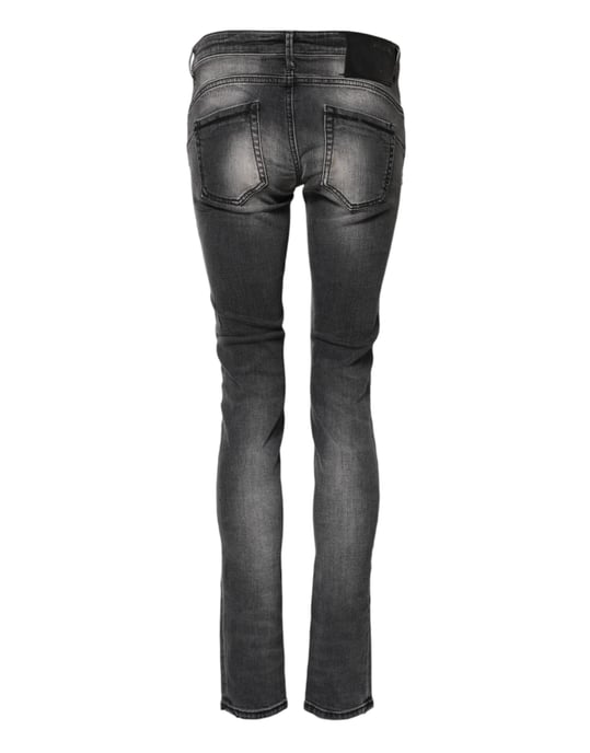 Jeans de mezclilla denim ajustados de cintura baja en algodón gris oscuro Acht - Image 3