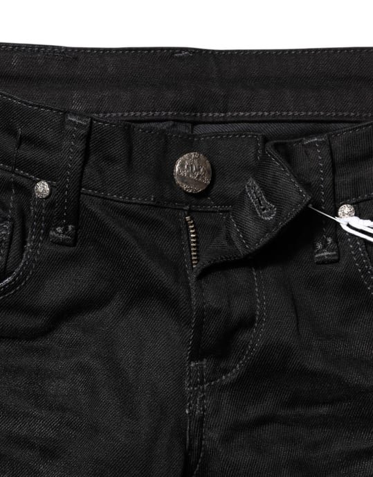 Jeans de denim de algodón negro slim fit de cintura baja Acht - Image 4