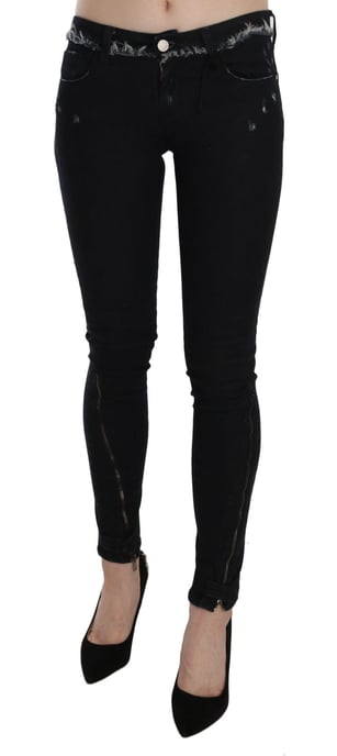 Costume National Jeans de mezclilla ajustados de tiro bajo con cremallera en negro - Image 2