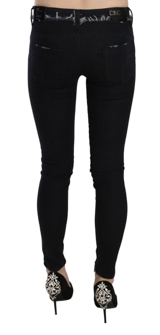Costume National Jeans de mezclilla ajustados de tiro bajo con cremallera en negro - Image 3